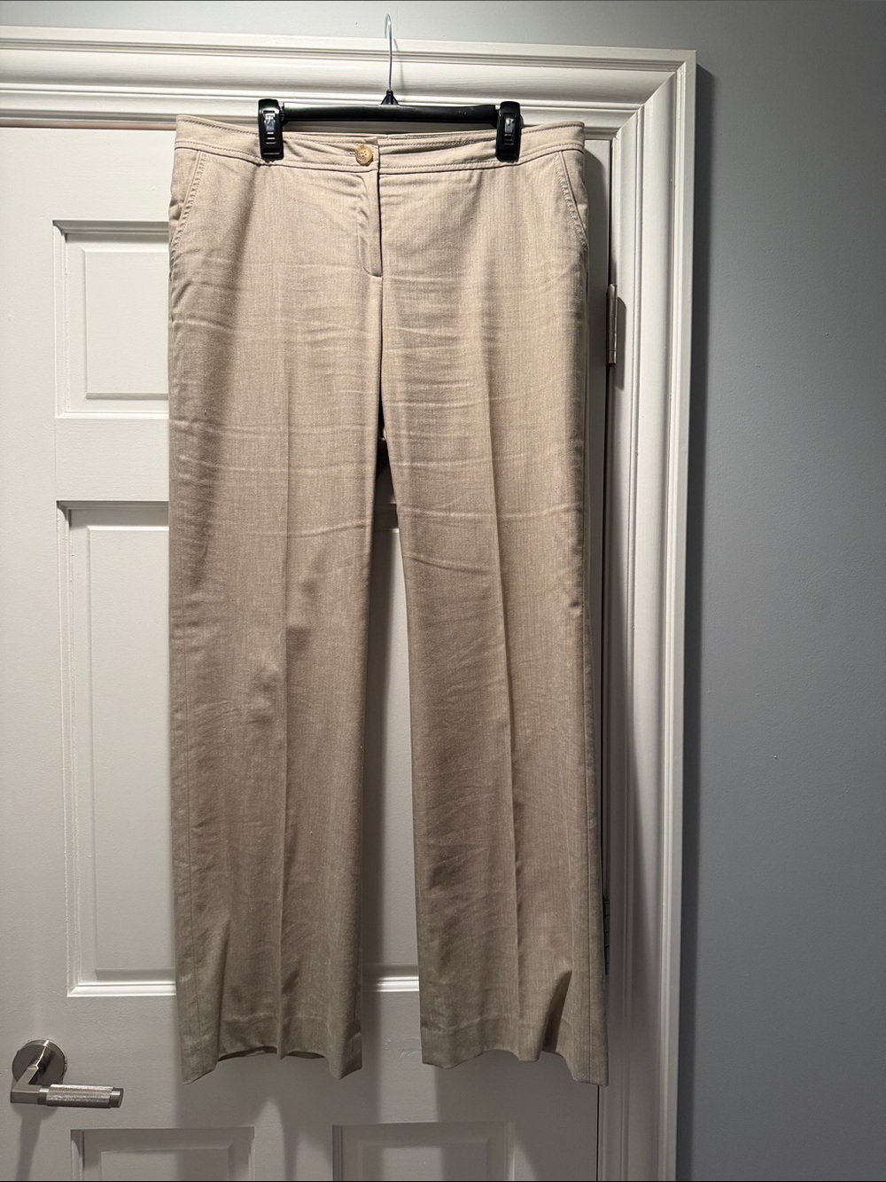 Halogen Light Beige Straight-Leg Trousers